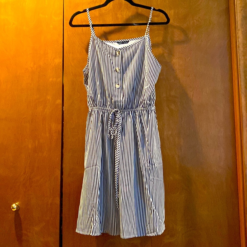 Black + white striped dress